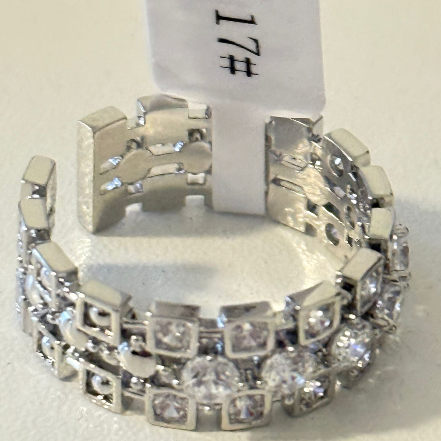 Elegant Gold Stacked Band Ring – Geometric Crystal Ring for Women