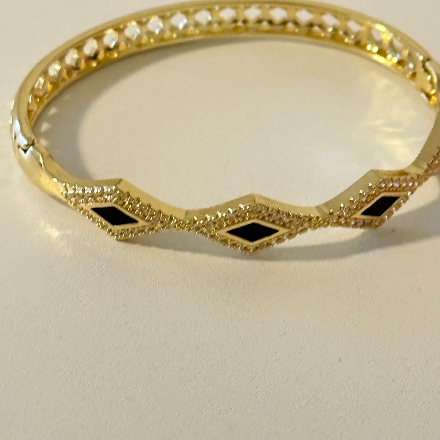 Geometric Charm Gold-Plated Bracelet with CZ Accents – Everyday Elegant Jewelry