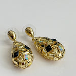 Gold Mosaic Drop Pendant Set – Color Stone Necklace and Earrings for Women - Vinni’s Jewelry