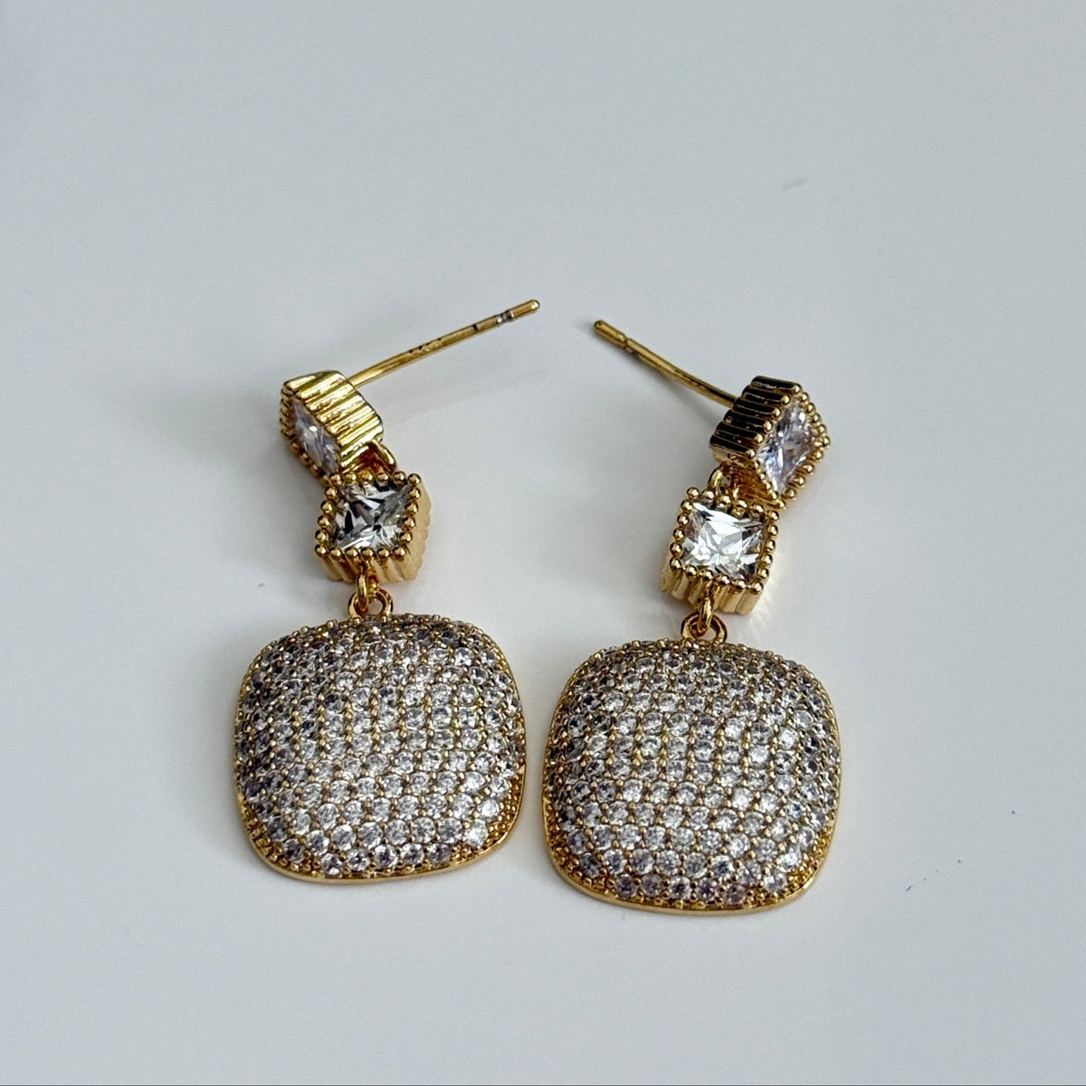 Golden Royale Pavé Drop Earrings - Vinni’s Jewelry