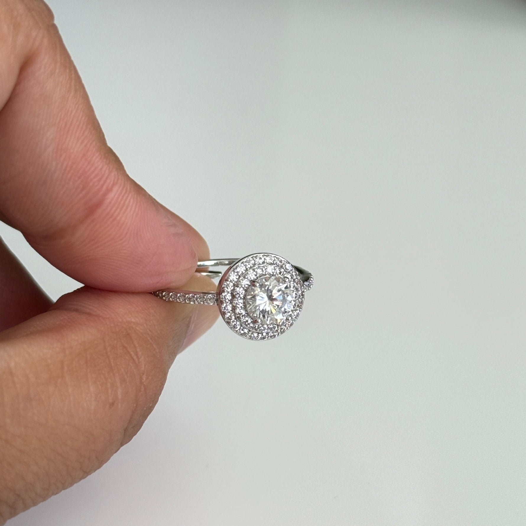 Halo Spark Adjustable Zirconia Ring – Silver Finish - Vinni’s Jewelry