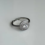 Halo Spark Adjustable Zirconia Ring – Silver Finish - Vinni’s Jewelry