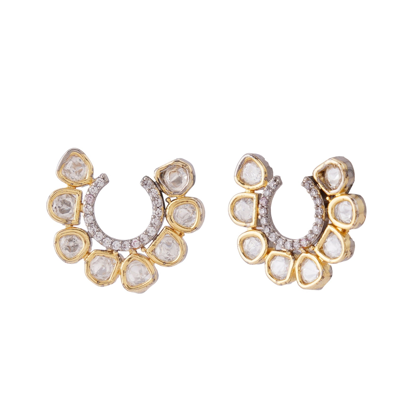 Kundan Crescent Studs - Vinni’s Jewelry