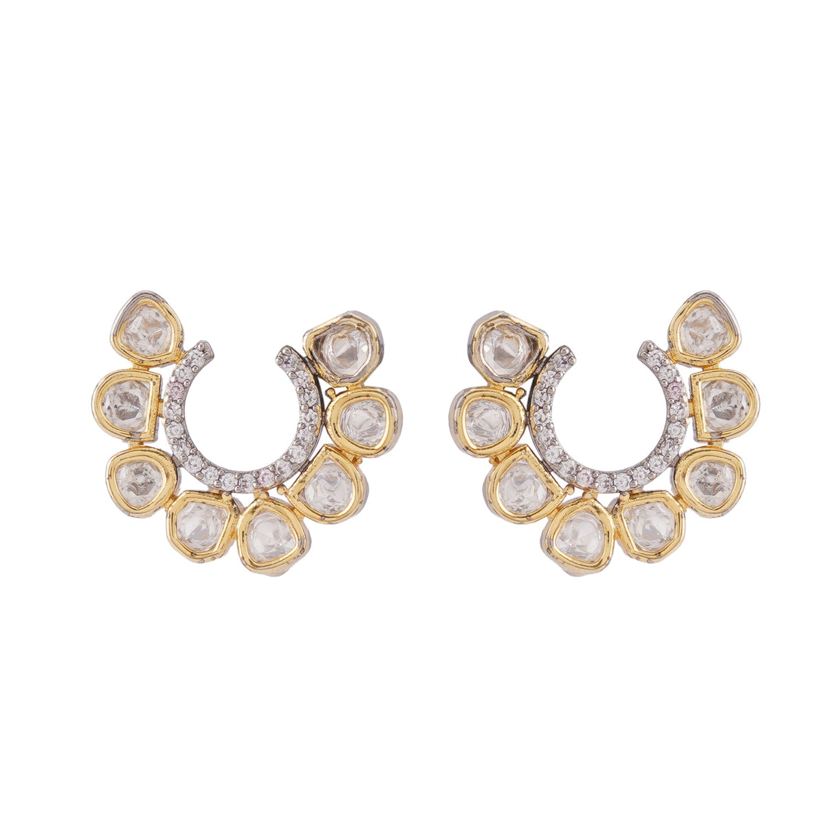 Kundan Crescent Studs - Vinni’s Jewelry