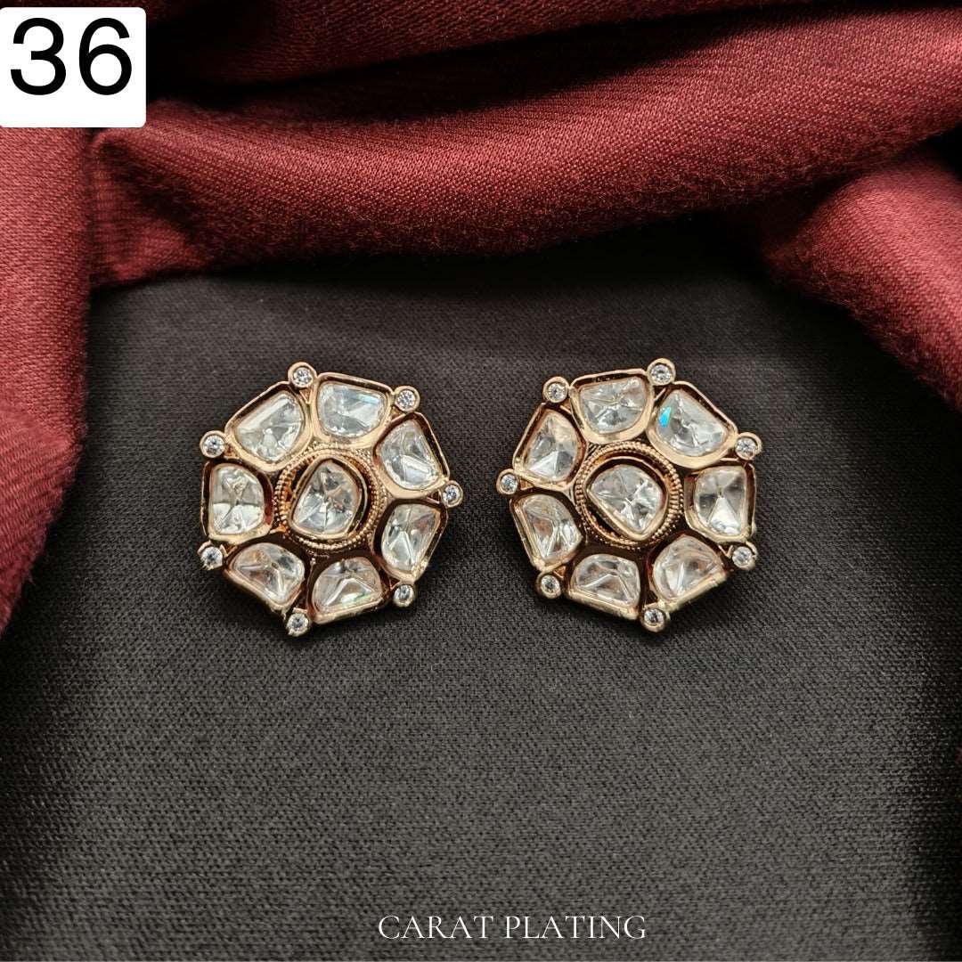 Kundan Hexa Studs - Vinni’s Jewelry