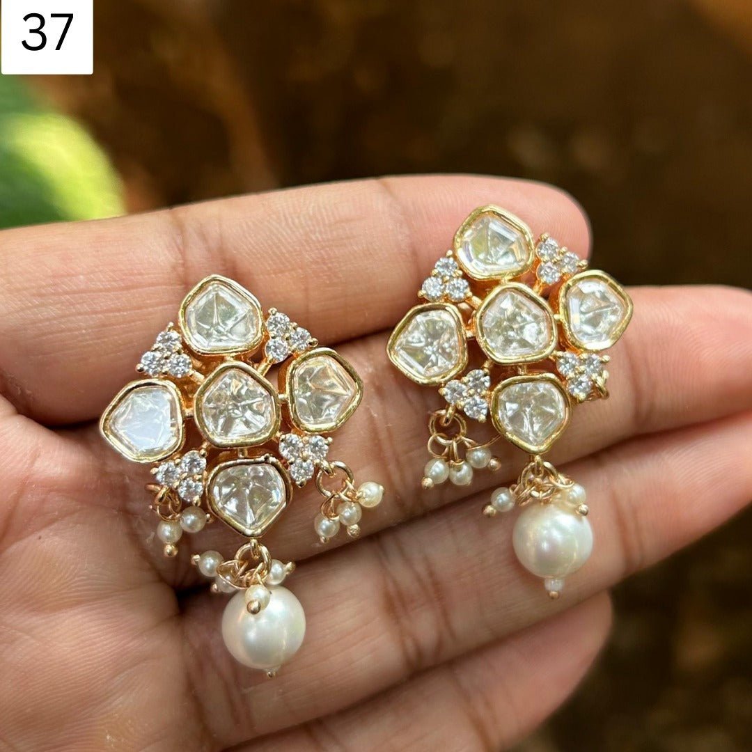 Kundan Pearl Drop Earrings - Vinni’s Jewelry