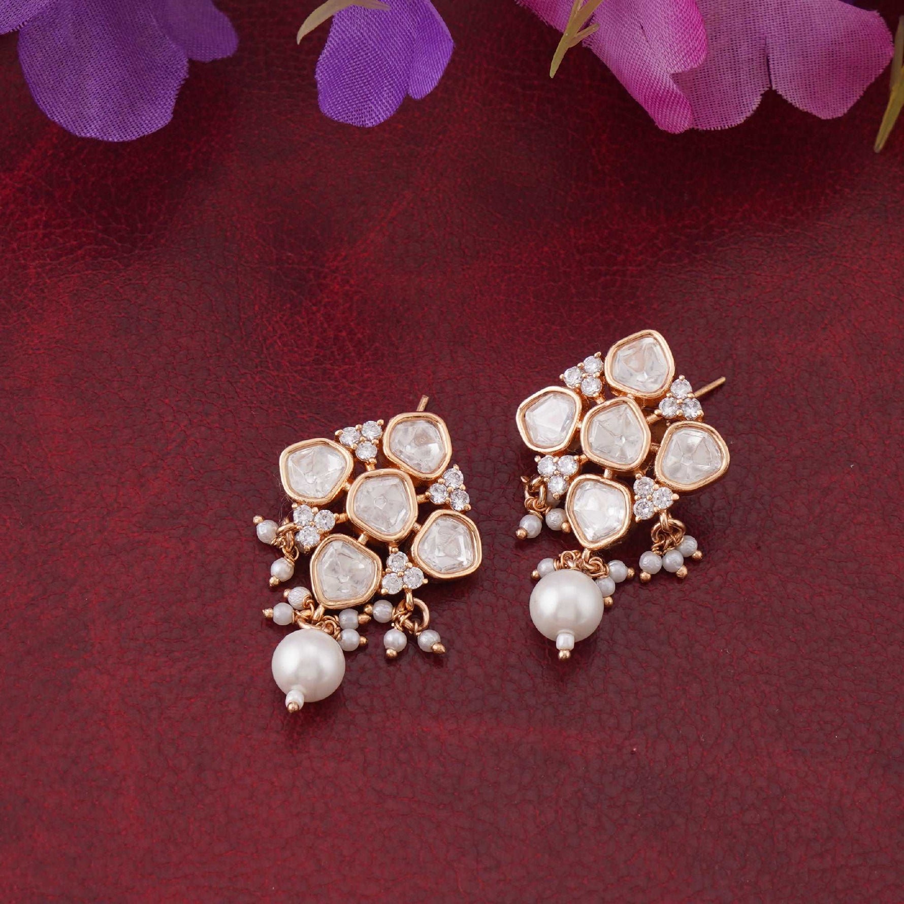 Kundan Pearl Drop Earrings - Vinni’s Jewelry