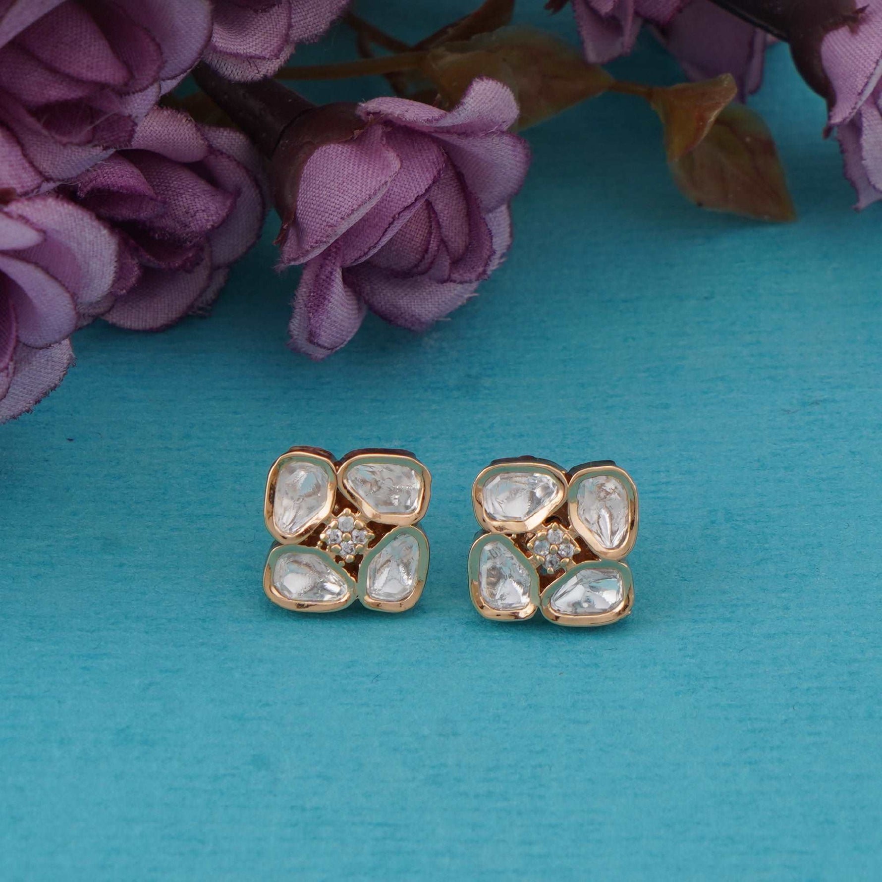 Kundan Petal Studs - Vinni’s Jewelry