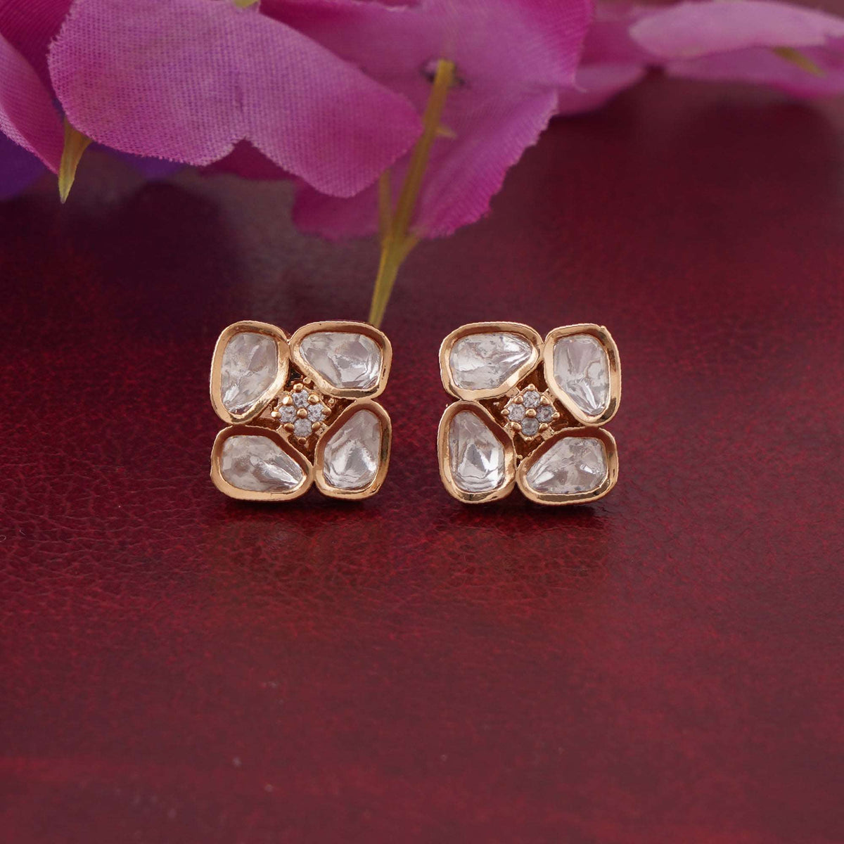 Kundan Petal Studs - Vinni’s Jewelry