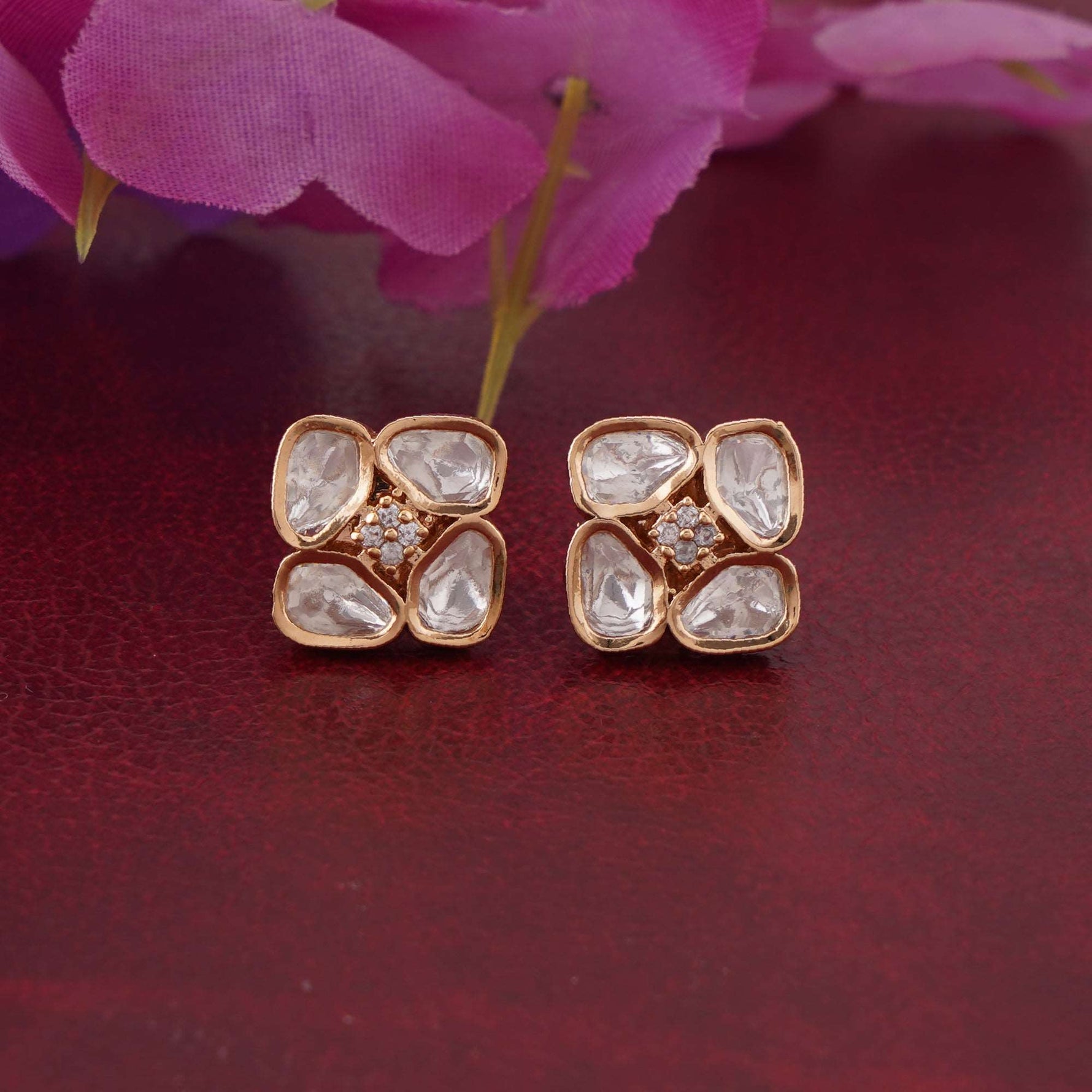 Kundan Petal Studs - Vinni’s Jewelry