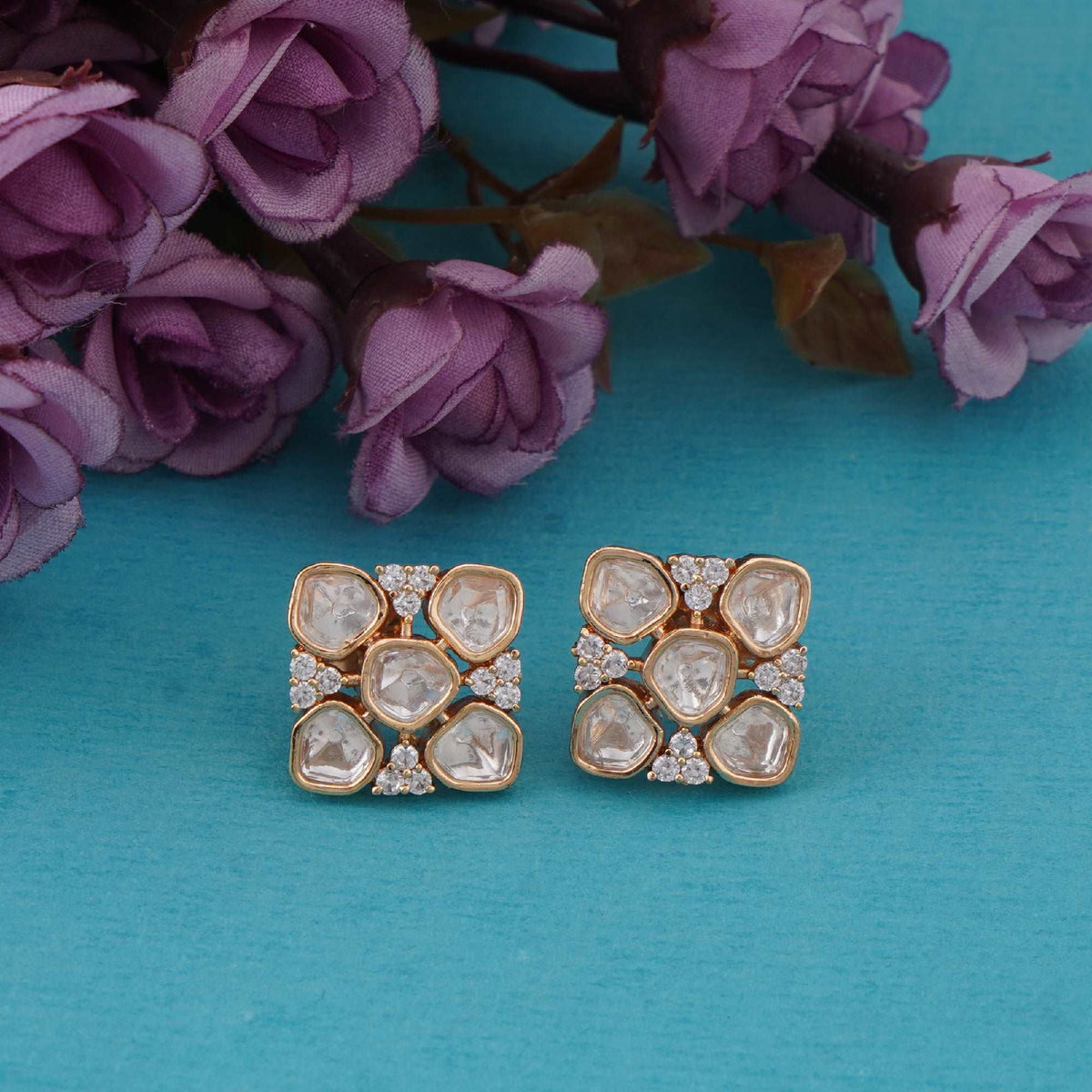 Kundan Radiance Studs - Vinni’s Jewelry
