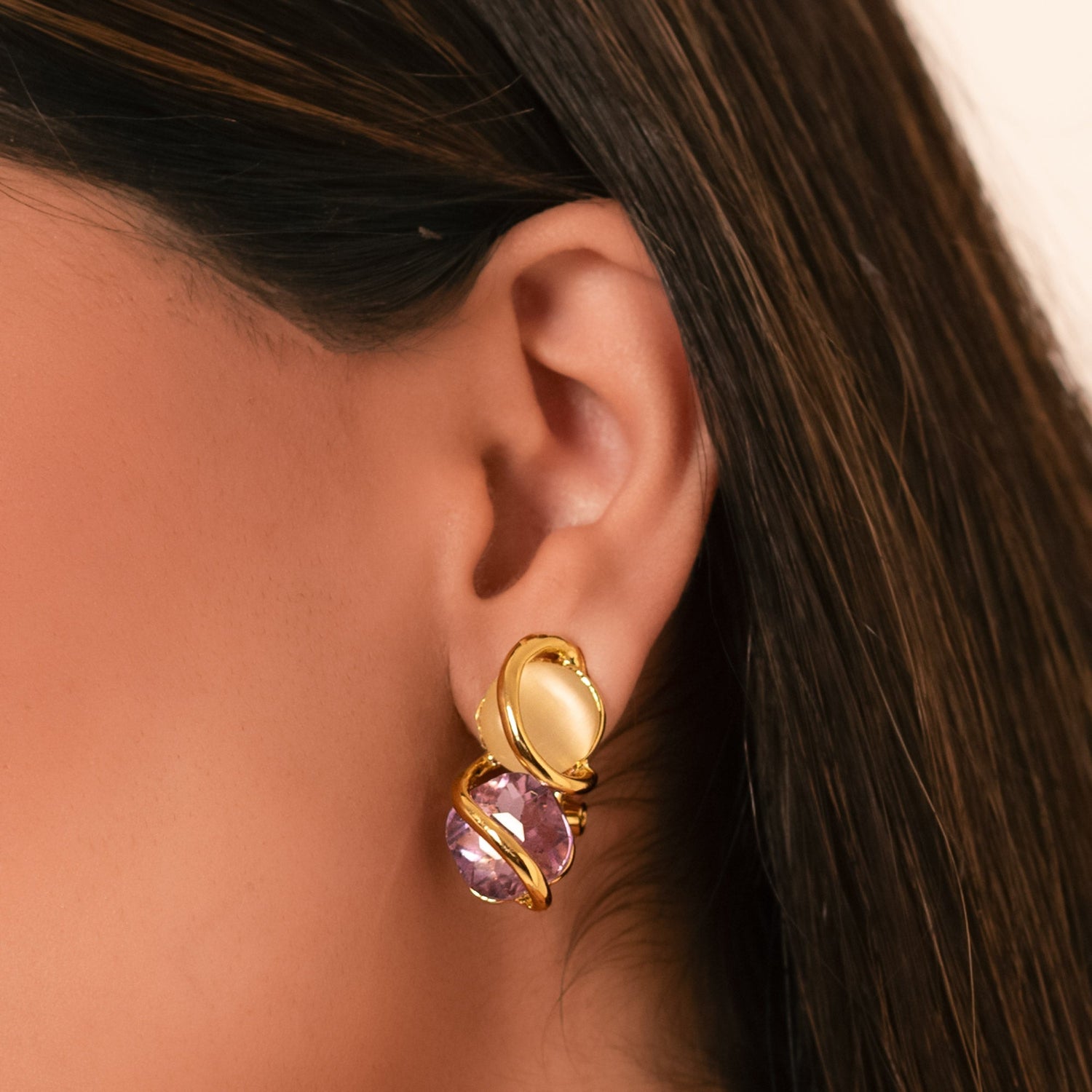 Lavender Bloom Pendant & Earrings Set – Gold - Plated Enamel Jewelry for Women - Vinni’s Jewelry