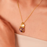 Lavender Bloom Pendant & Earrings Set – Gold - Plated Enamel Jewelry for Women - Vinni’s Jewelry
