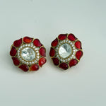 Midnight Meenakari Kundan Stud Earrings – Royal Blue Ethnic Jewelry - Vinni’s Jewelry
