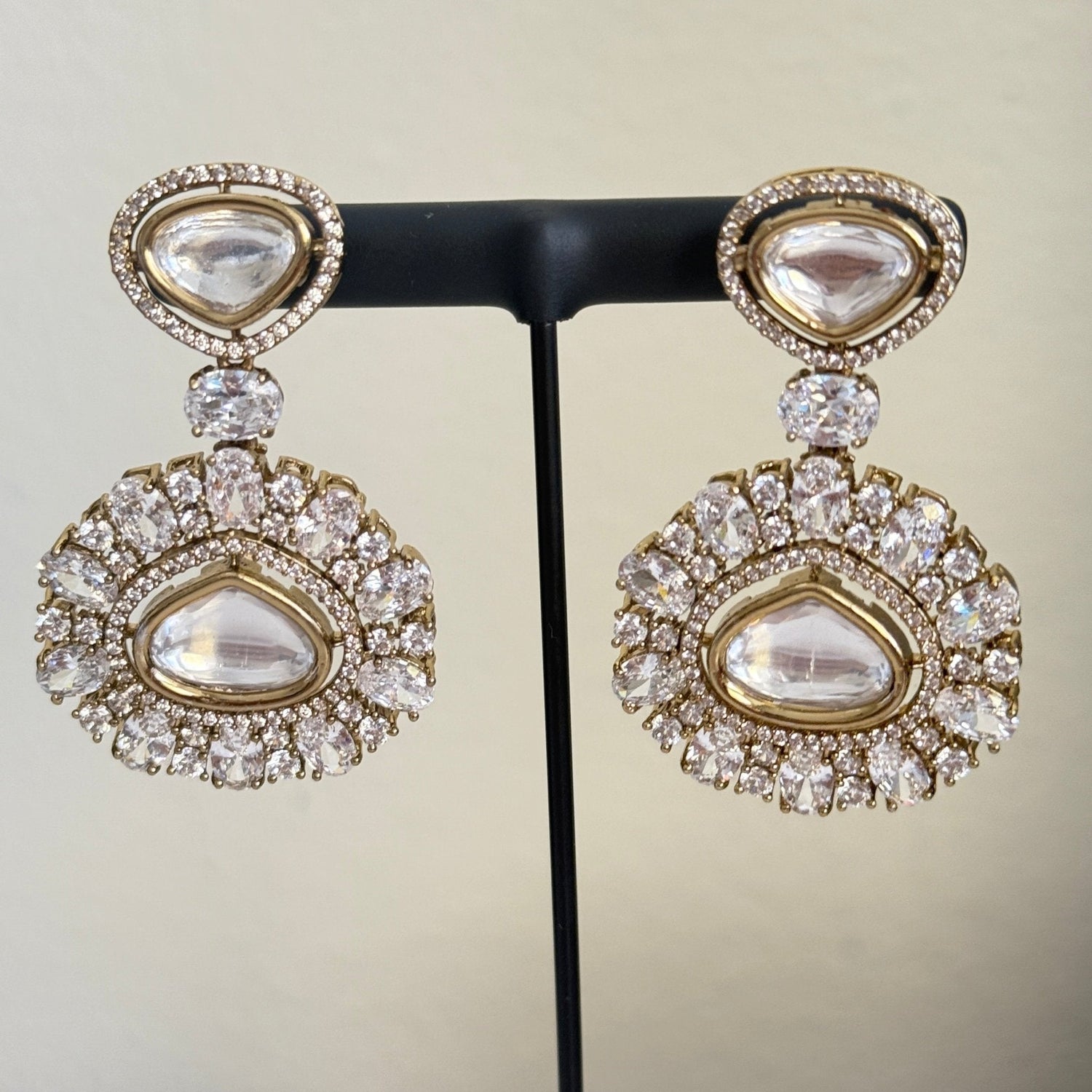 Noor Royal Polki Chandbali Earrings - Vinni’s Jewelry