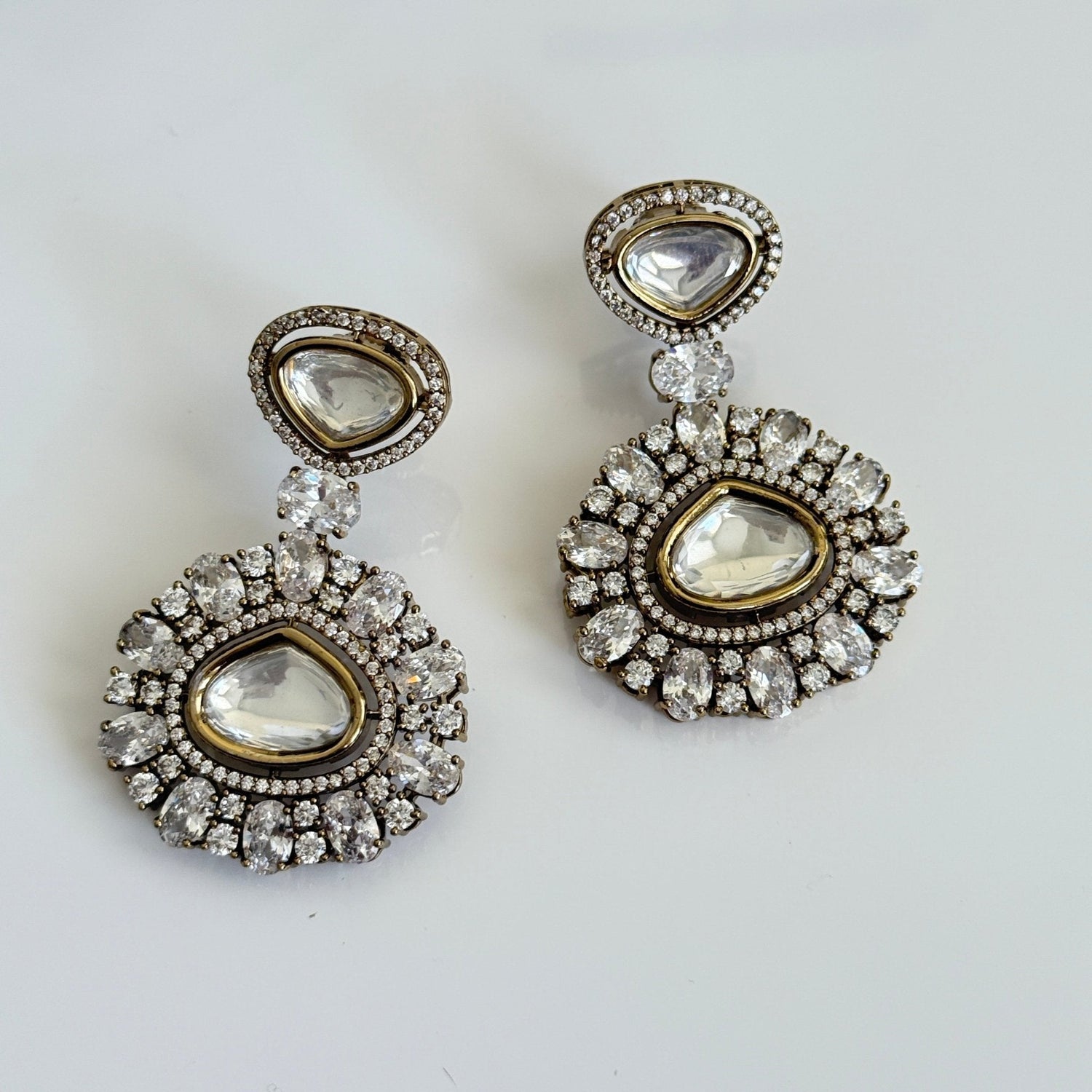 Noor Royal Polki Chandbali Earrings - Vinni’s Jewelry