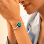 Ocean Radiance Silver Bracelet – Blue Gemstone Adjustable Bracelet for Women - Vinni’s Jewelry