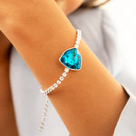 Ocean Radiance Silver Bracelet – Blue Gemstone Adjustable Bracelet for Women - Vinni’s Jewelry