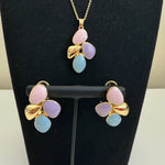 Pastel Blossom Trio - Multicolor Stone Pendant and Earring Set - Vinni’s Jewelry