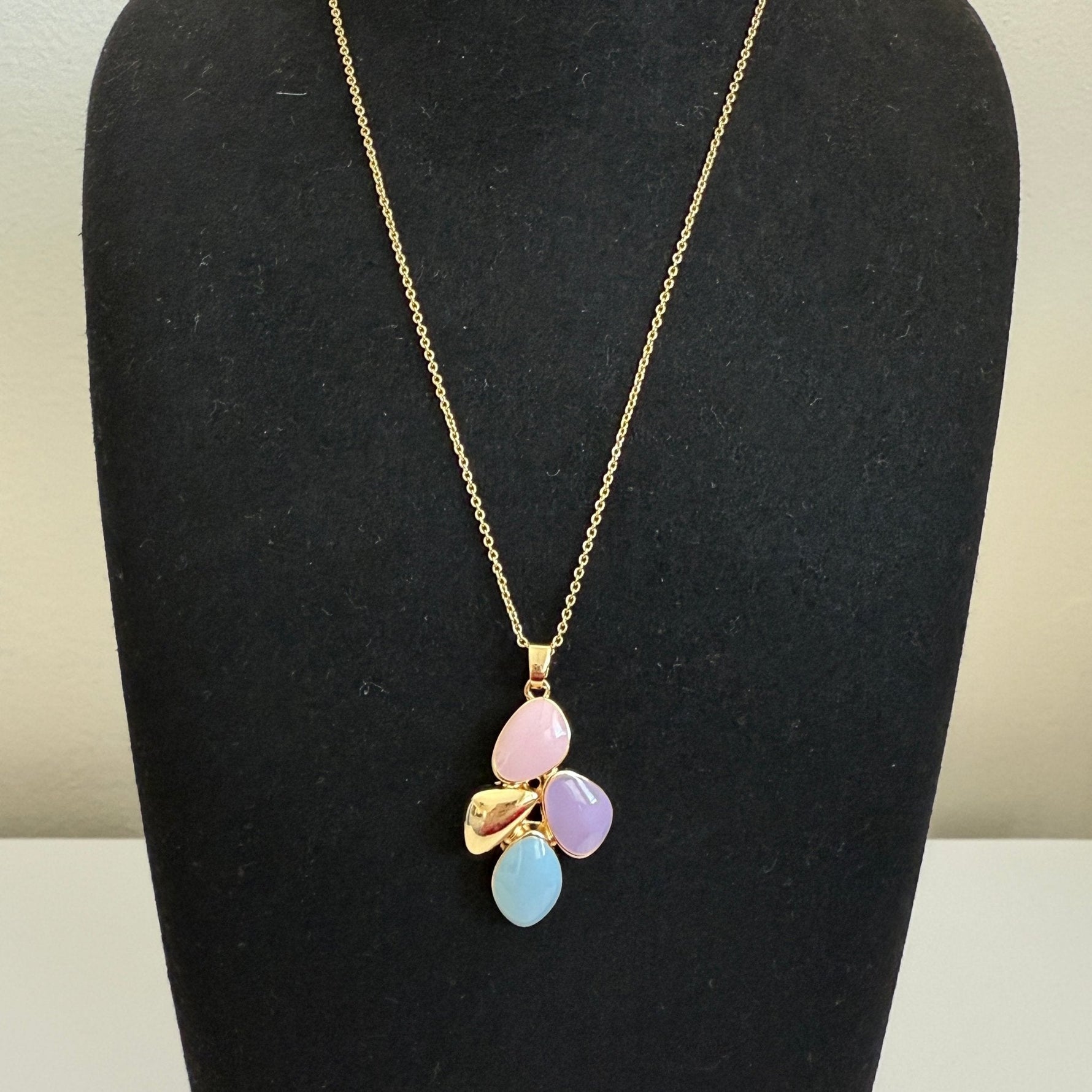 Pastel Blossom Trio - Multicolor Stone Pendant and Earring Set - Vinni’s Jewelry