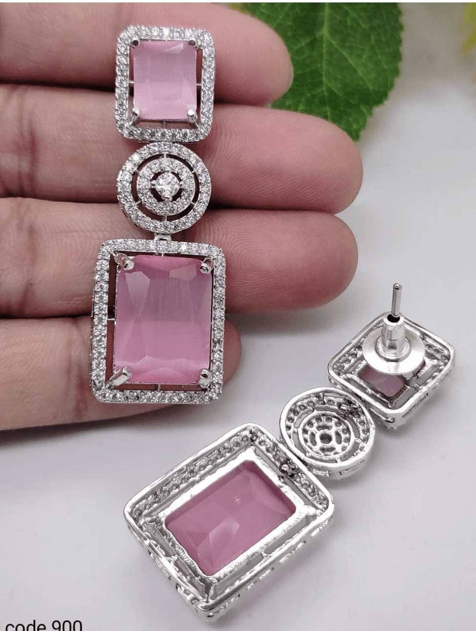 Pink Petal Double Layer Moissanite Stud Earrings - Vinni’s Jewelry