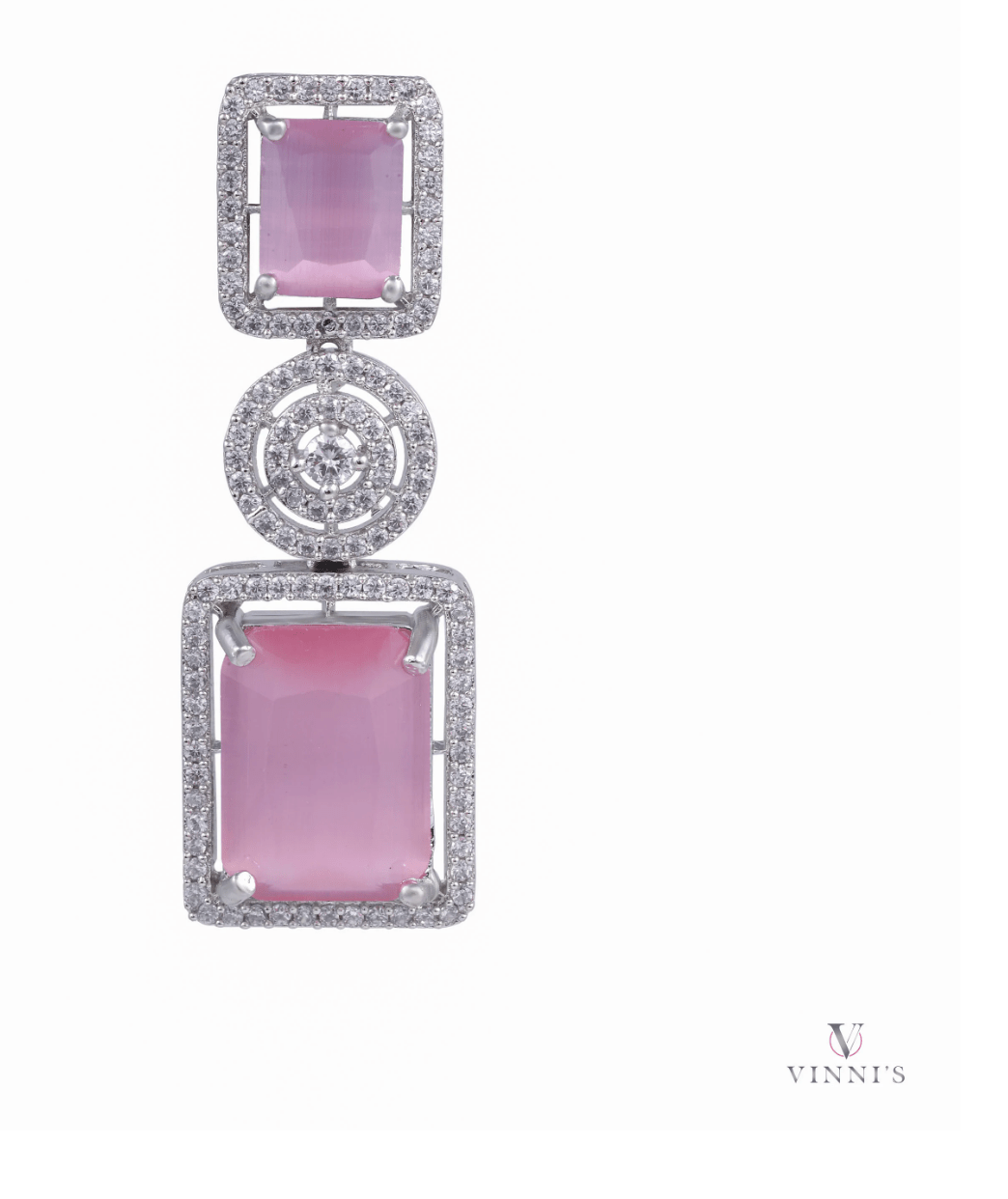 Pink Petal Double Layer Moissanite Stud Earrings - Vinni’s Jewelry