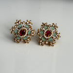 Royal Ruby & Mint Polki Stud Earrings – South Asian Bridal Style - Vinni’s Jewelry