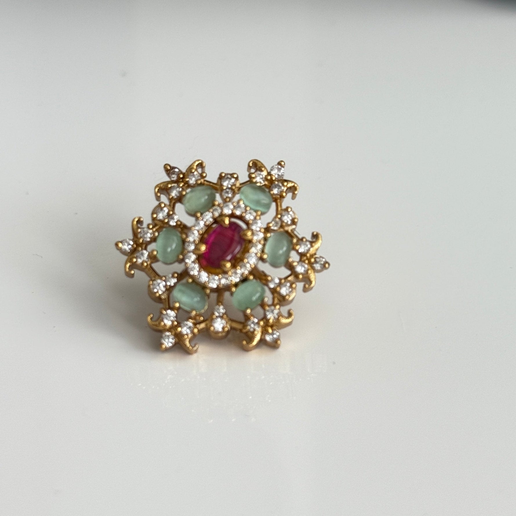 Royal Ruby & Mint Polki Stud Earrings – South Asian Bridal Style - Vinni’s Jewelry