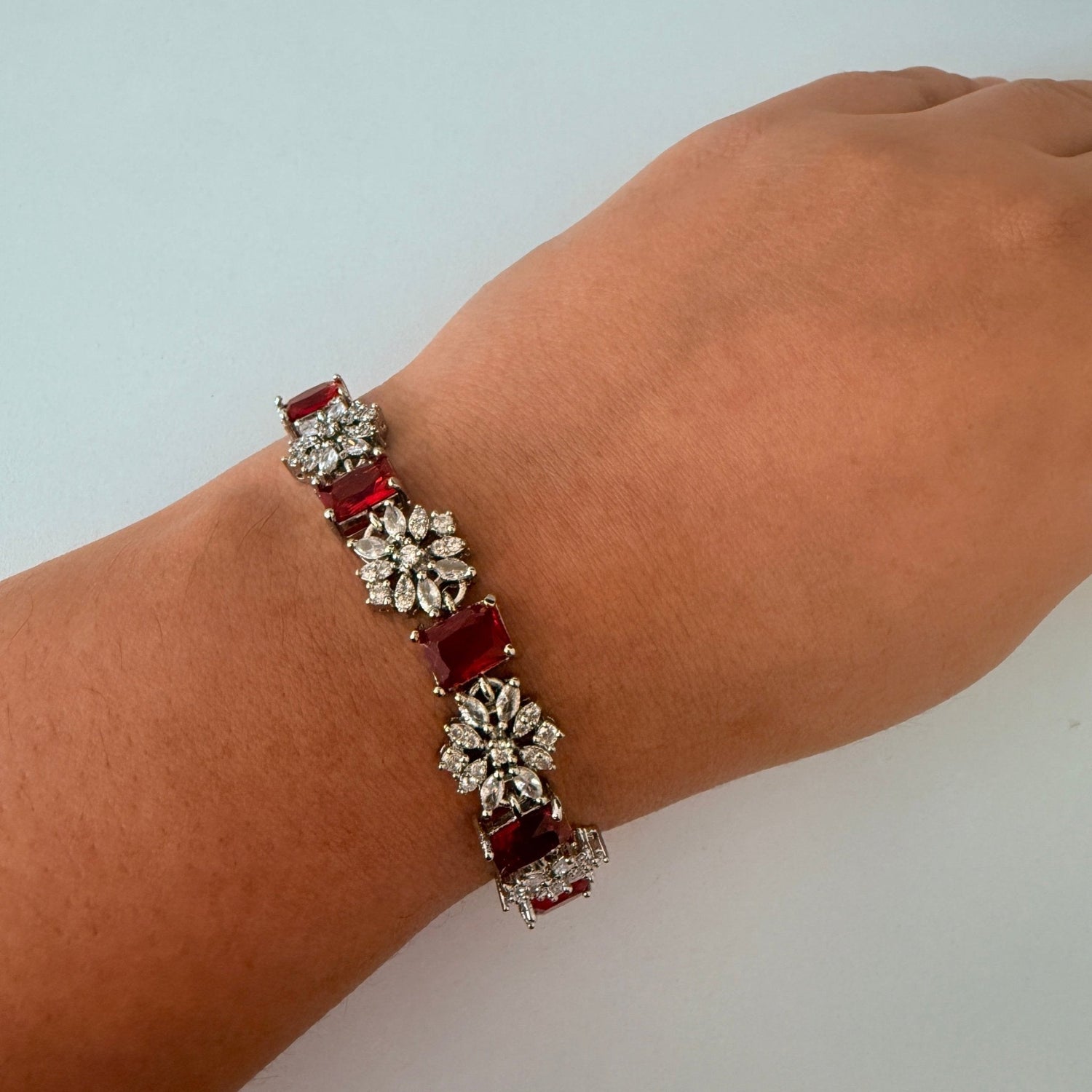 Ruby Radiance Blossom Bracelet - Vinni’s Jewelry