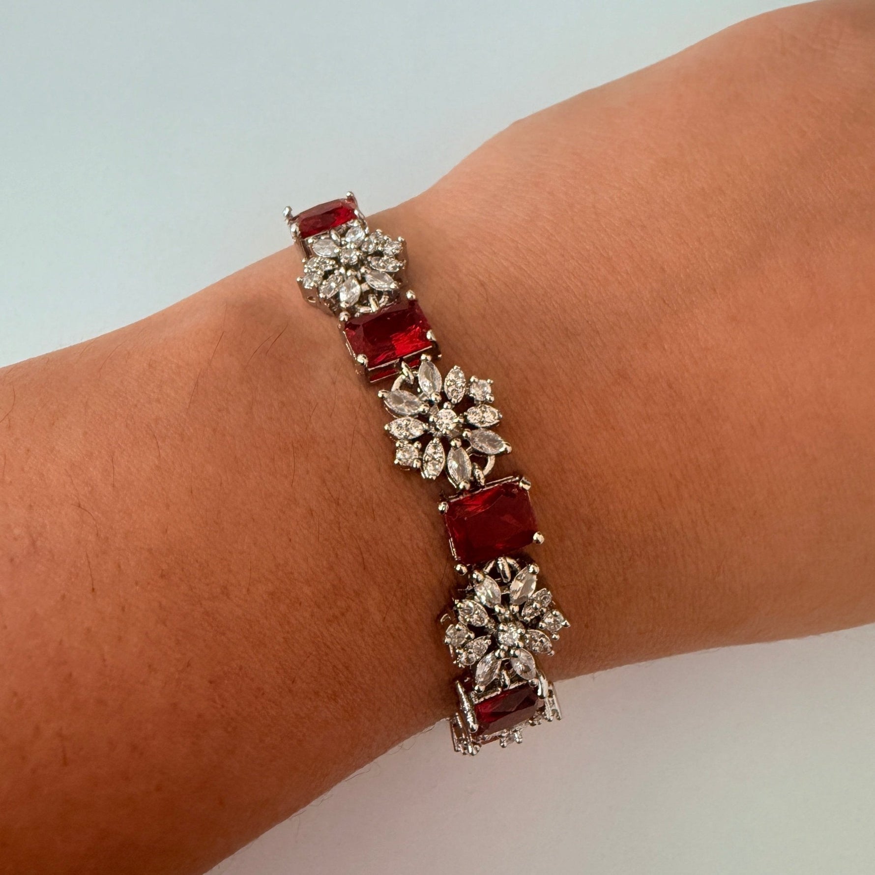 Ruby Radiance Blossom Bracelet - Vinni’s Jewelry