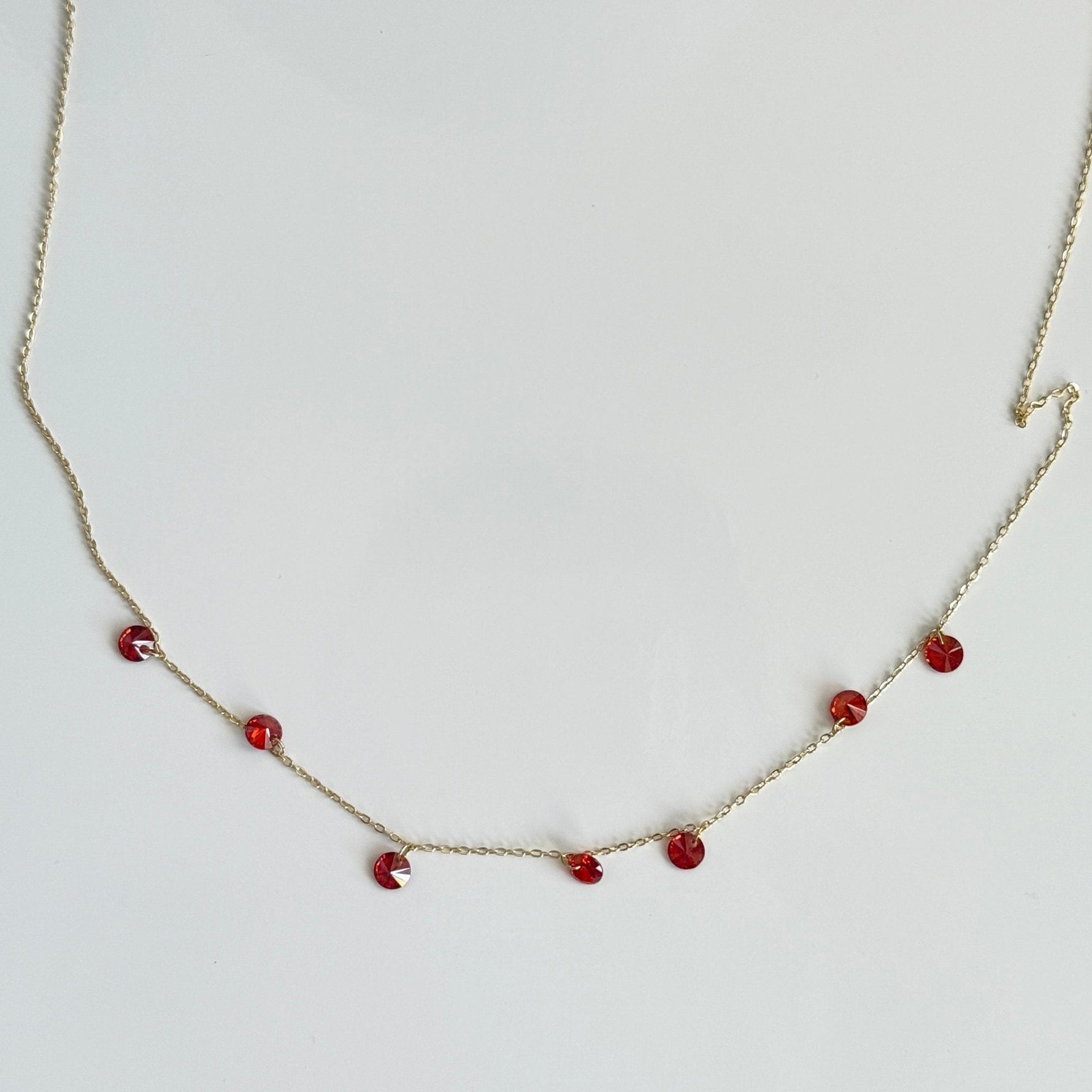 Scarlet Droplet Dainty Chain Necklace - Vinni’s Jewelry