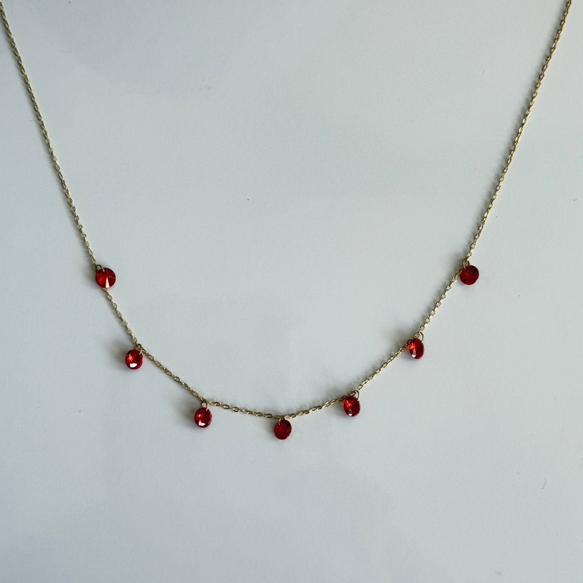 Scarlet Droplet Dainty Chain Necklace - Vinni’s Jewelry