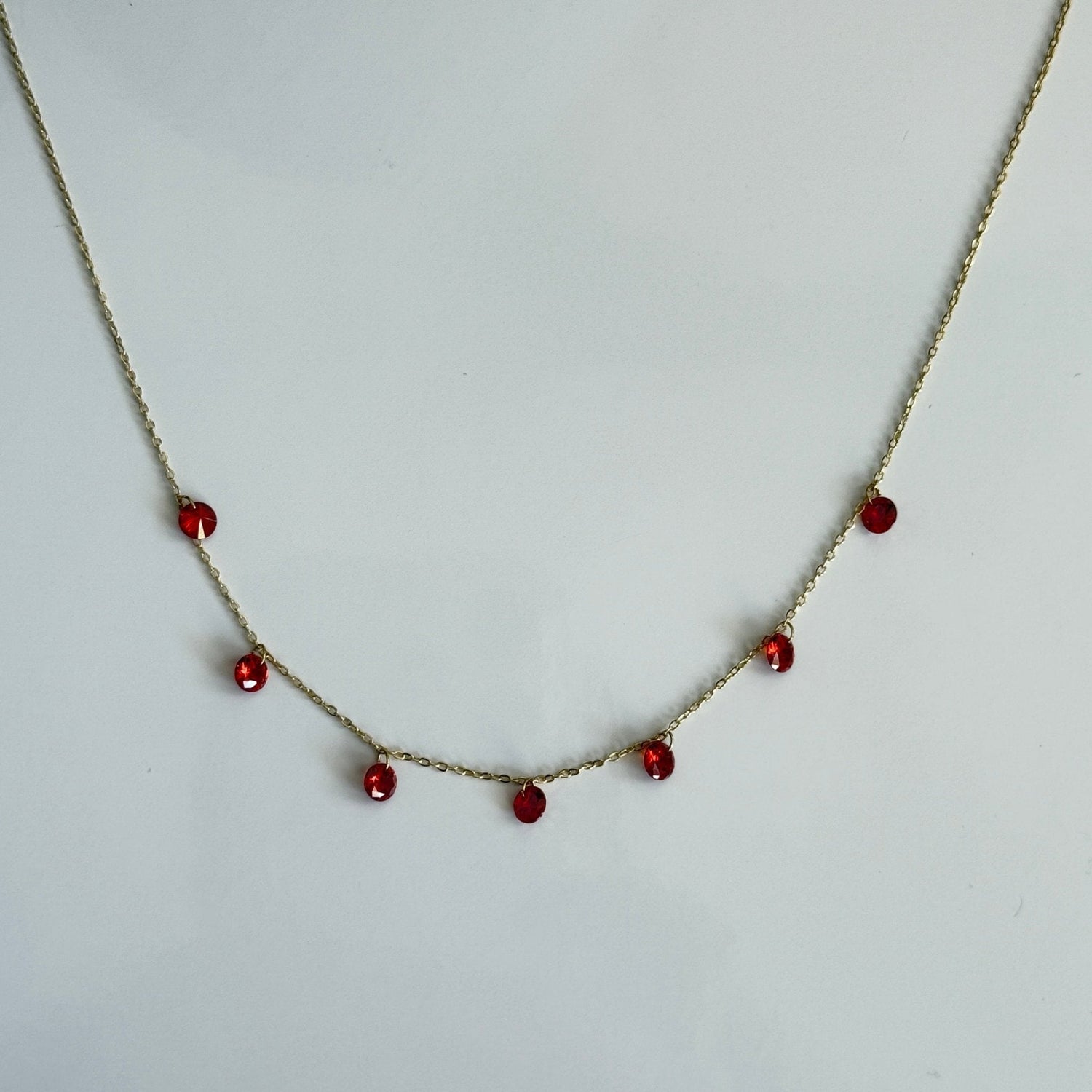 Scarlet Droplet Dainty Chain Necklace - Vinni’s Jewelry