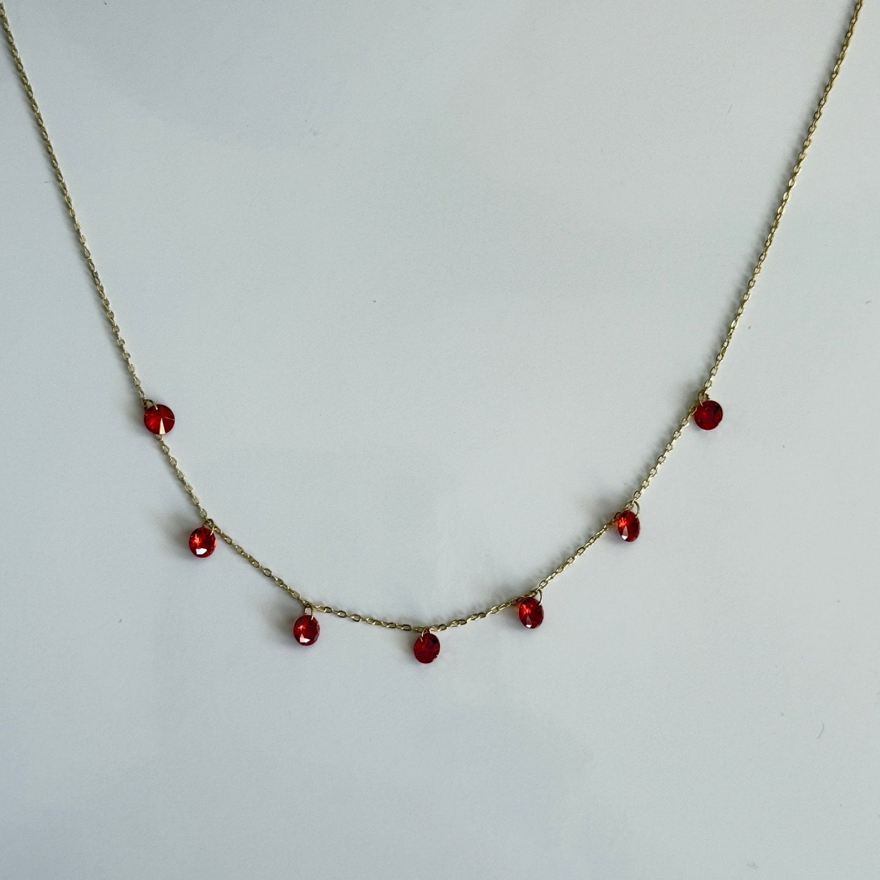 Scarlet Droplet Dainty Chain Necklace - Vinni’s Jewelry