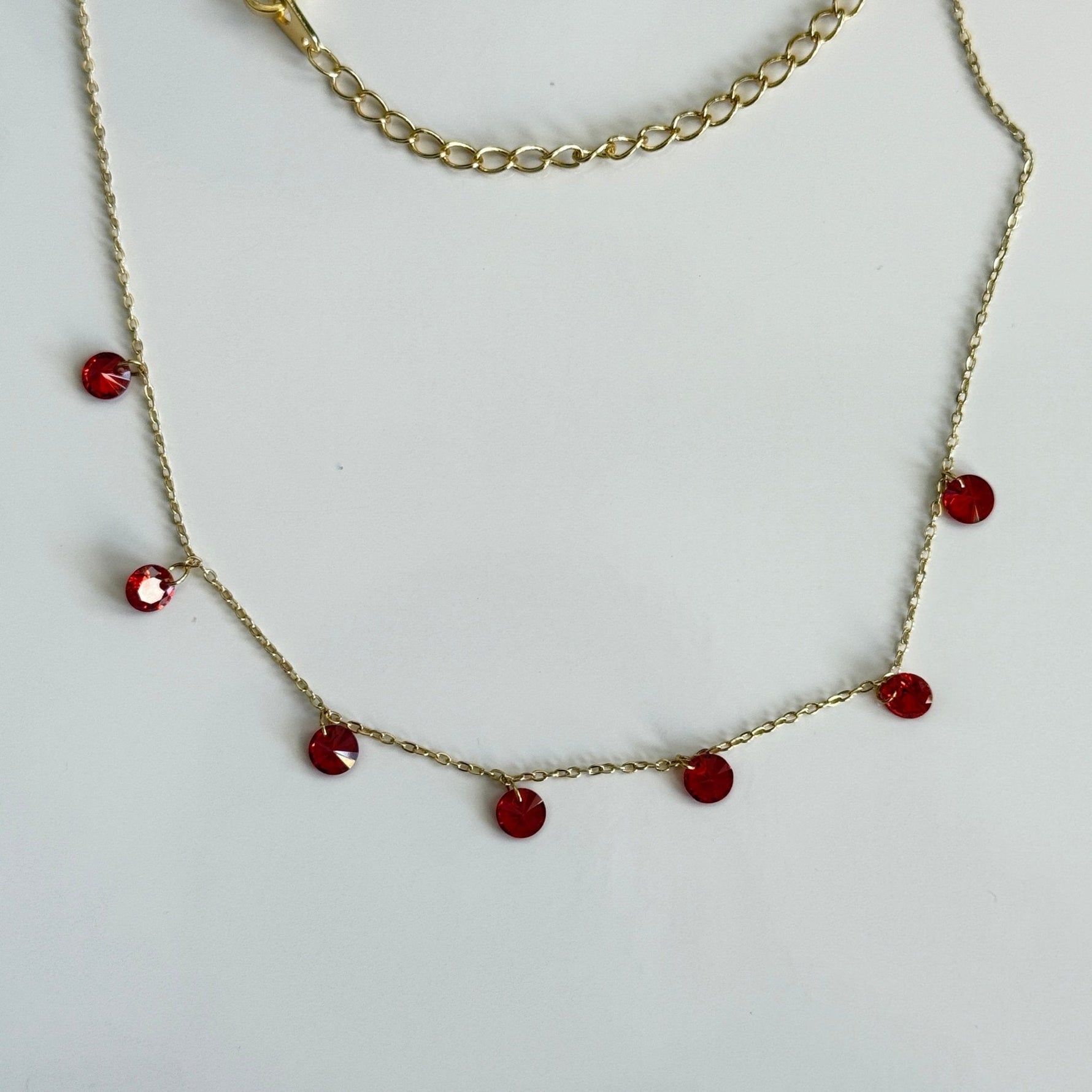 Scarlet Droplet Dainty Chain Necklace - Vinni’s Jewelry