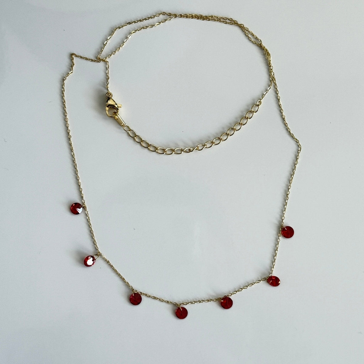 Scarlet Droplet Dainty Chain Necklace - Vinni’s Jewelry