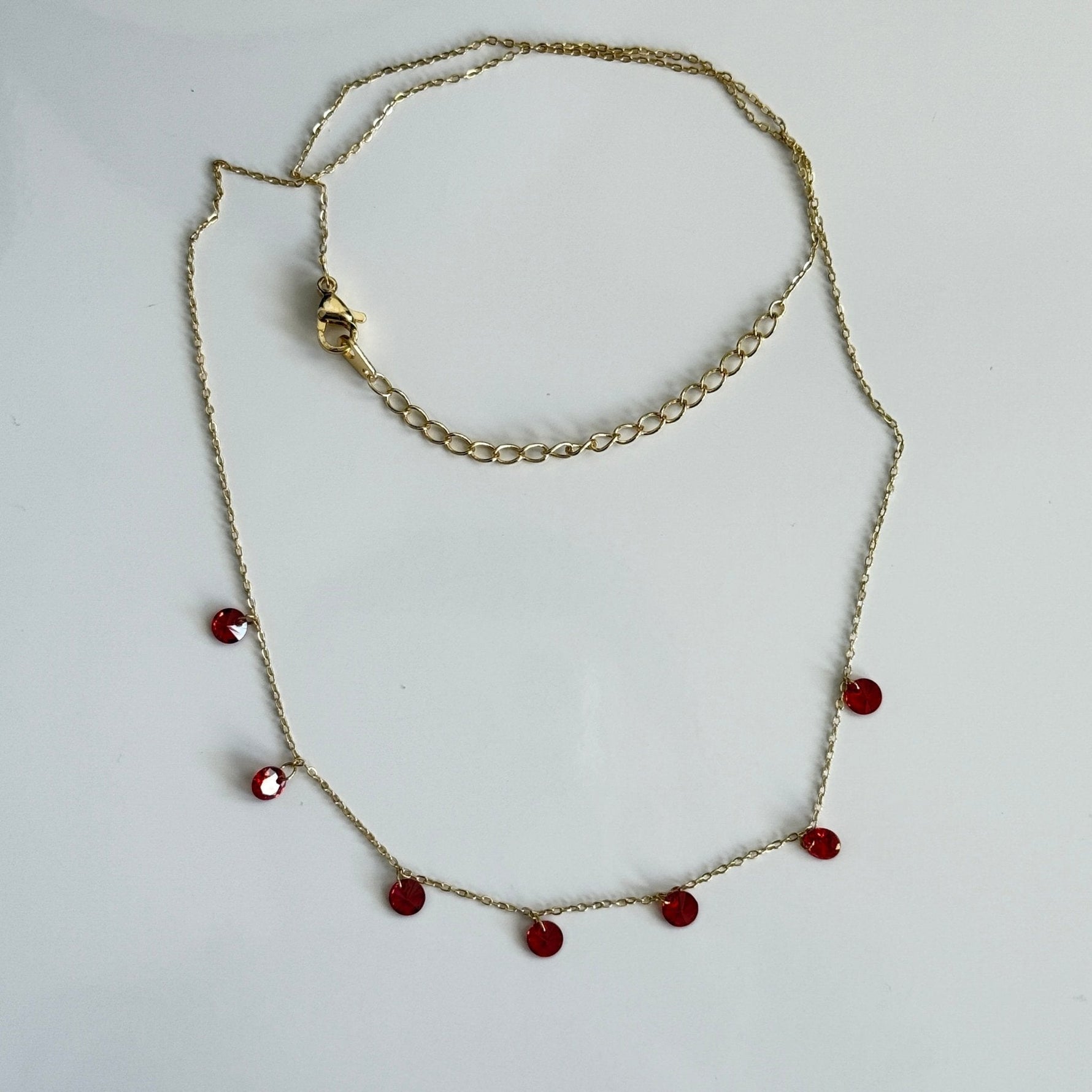 Scarlet Droplet Dainty Chain Necklace - Vinni’s Jewelry