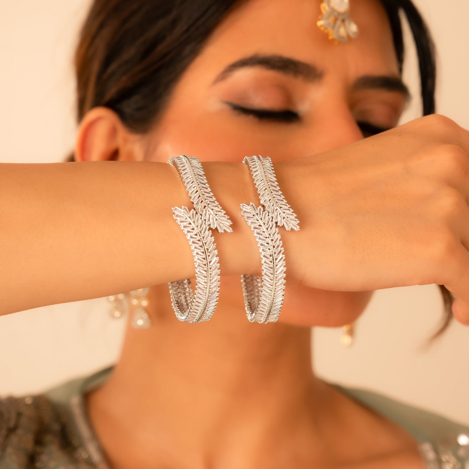 Silver Fern Bangles | Designer Open Cuff Bangles for Women - Vinni’s Jewelry