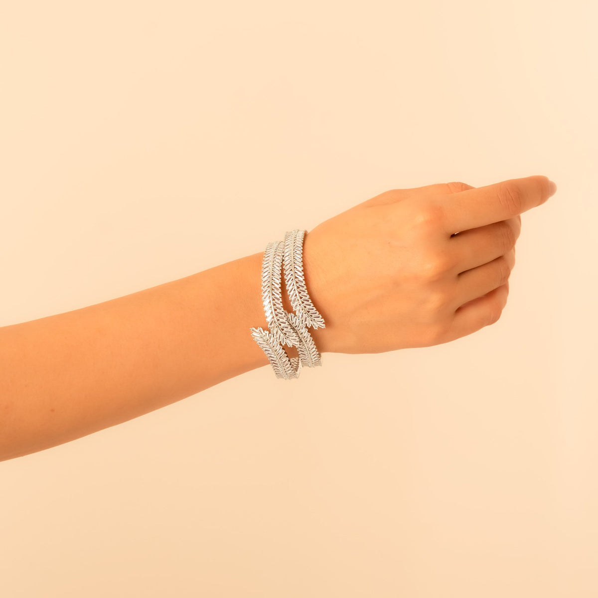 Silver Fern Bangles | Designer Open Cuff Bangles for Women - Vinni’s Jewelry