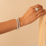 Silver Vine Leaf Bangles | Elegant Zircon - Studded Cuff Bracelets - Vinni’s Jewelry