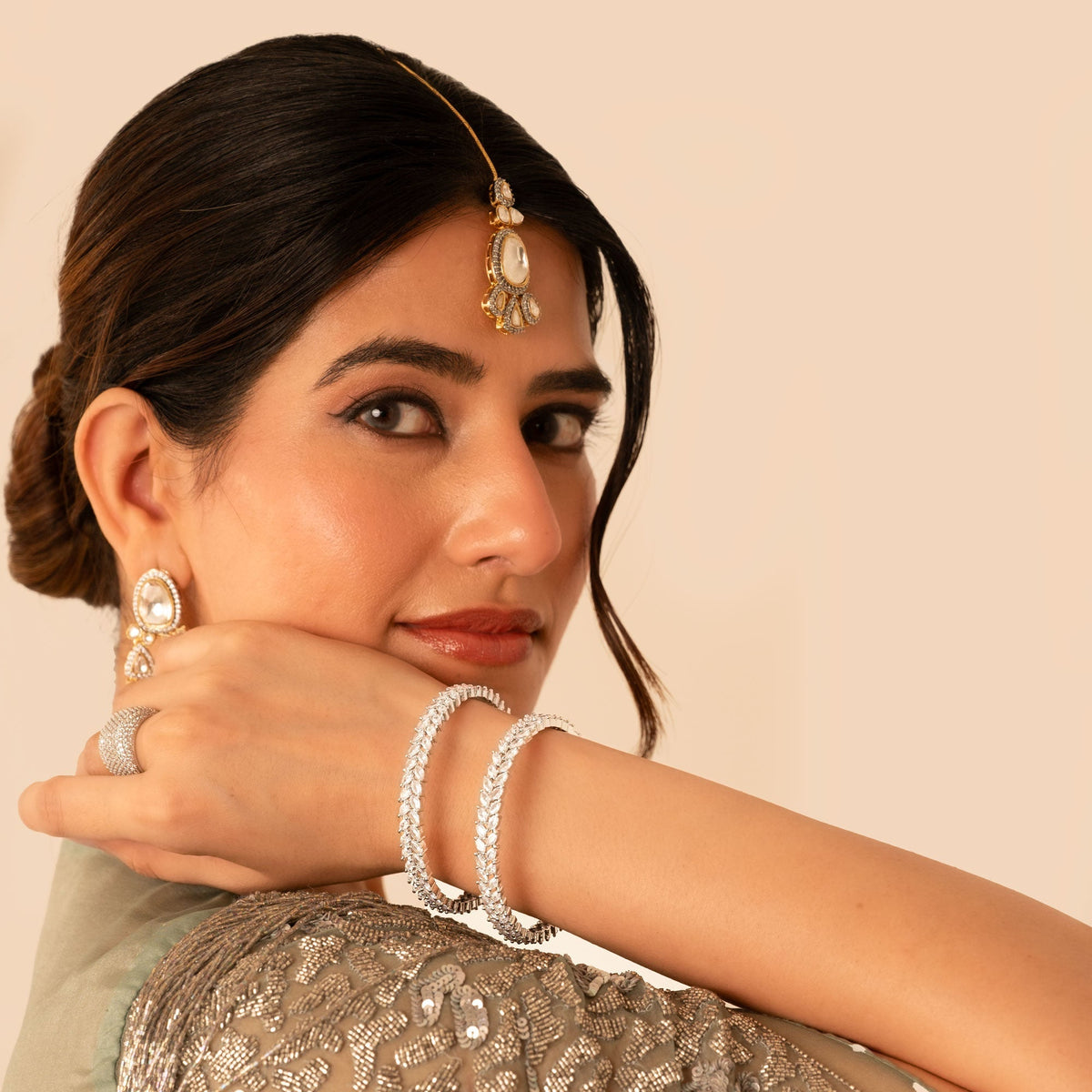 Silver Vine Leaf Bangles | Elegant Zircon - Studded Cuff Bracelets - Vinni’s Jewelry