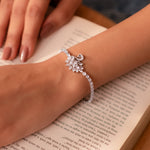 Sparkle Leaf CZ Adjustable Bracelet – Silver - Toned Minimal Glam - Vinni’s Jewelry