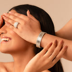 Textured Silver Cuff Bracelet – Sleek Modern Bangle for Women - Vinni’s Jewelry