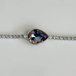 Violet Teardrop Adjustable Bracelet – Silver Finish with Sparkling Cubic Zirconia - Vinni’s Jewelry